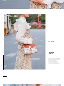 Close-up of classic plaid pattern handbag with gold twist lock on a floral dress outfit