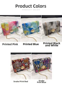 Collage of five stylish crossbody bags featuring snakeskin patterns and tie-dye prints
