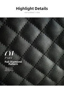Close-up of black quilted leather texture showing soft finish and durable stitching