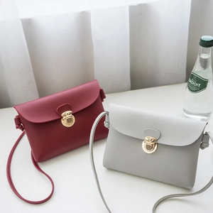 Women PU Leather Crossbody Bag Small Square Shoulder Bag With Gold Metal Buckle Solid Color Flap Messenger Bag
