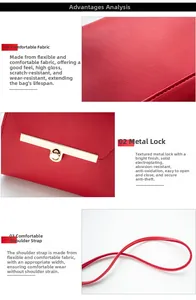 Detail of red crossbody bag with lychee texture and gold rotating metal clasp closure