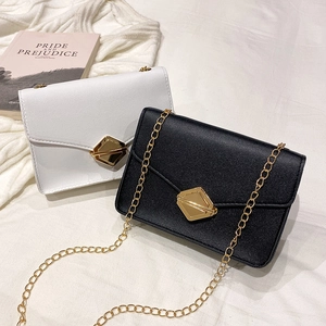 Classic black and white mini crossbody chain bags with elegant gold diamond locks