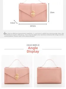 Pink croc-embossed mini bag with pearl clasp, 18.5x13x5.5cm product size display
