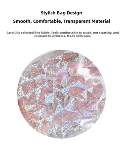 Close-up of pink transparent fabric with geometric sequins on a ladies crossbody bag