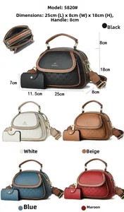 Detail of multi-color tote bag set with textured PU leather and matching mini pouches
