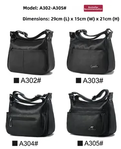 Detailed comparison of four black lychee grain tote bags with dimensions and zip pockets
