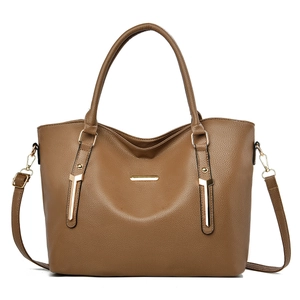 Large Capacity Lychee Pattern PU Leather Handbag Simple Urban Tote Bag With Adjustable Shoulder Strap For Daily Use
