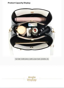 Top view of large capacity tote bag interior with multiple compartments for essentials