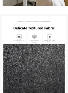Detail of eco-friendly breathable black leather with fine texture and lightweight feel