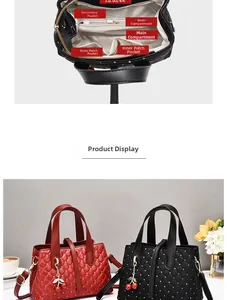Detailansicht der gesteppten Handtasche mit internen mehrschichtigen Aufbewahrungsfächern