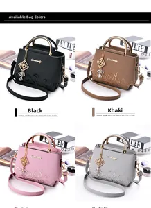 Close-up of four colors of elegant floral embossed faux leather handbags for women