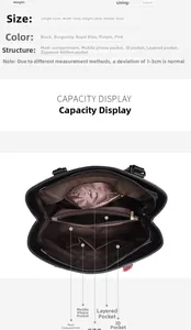 Detailed view of the internal storage pockets and spacious capacity of the black tote bag