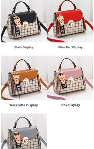 Detailed display of fashionable PU leather crossbody bags in five stylish color options