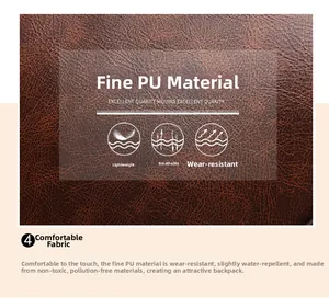 Close-up of soft brown litchi grain PU leather with wear-resistant and waterproof details