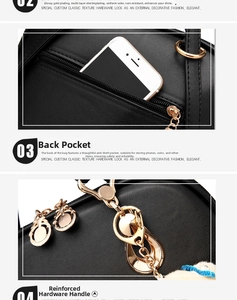 Detail view of anti-theft back zipper pocket on black leather backpack with gold hardware