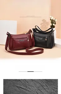Macro close-up showing high-quality lychee grain leather texture on classic women bags