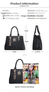 Size chart and dimensions for the embroidered handbag with 30cm base and iPad mini capacity