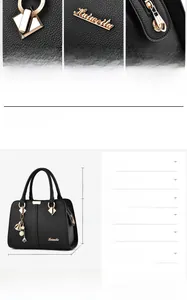 Detailed size specifications and internal structure of the black lychee leather handbag