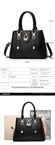 Guide des dimensions du sac à main noir texturé avec comparaison de taille par magazine