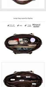 Internal view of the large tote bag showing functional compartments and storage space