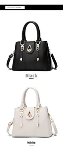 Sacs à main en cuir noir et blanc avec ferrures dorées et fermoir en forme de goutte