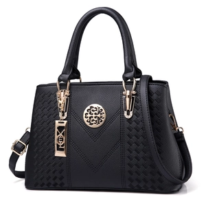 Women Lychee Texture PU Leather Handbag Large Capacity Shoulder Crossbody Bag Golden Hardware British Style Fashion