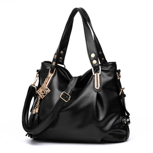 Women Large Capacity Tote Bag Litchi Grain PU Leather Shoulder Handbag With Gold Hardware Tassel Pendant Elegant Daily