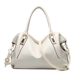Chic ivory faux leather tote bag with pebble texture and gold hardware details