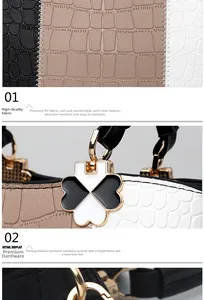 Detailed macro view of multi-color crocodile texture PU leather and golden hardware