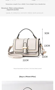 Detailed cream PU leather crossbody bag with gold hardware and removable shoulder strap