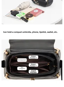 Internal structure showing 5 compartments and large capacity for daily essentials
