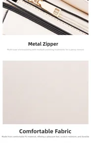Close-up of golden metal zipper and premium white lychee texture PU leather detail