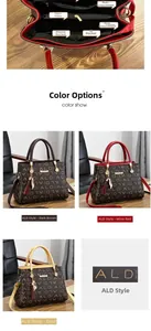 Vue détaillée de l'intérieur d'un sac cabas avec imprimé monogramme et multi-poches