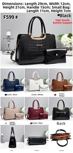 Détails du sac à main effet crocodile avec poignées métalliques et dimensions du produit