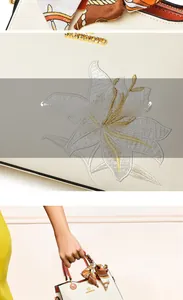 Gros plan sur la broderie florale blanche et le foulard en soie du sac à main