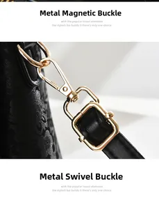 Detailed view of floral embossed leather and gold magnetic clasp on a chic handbag