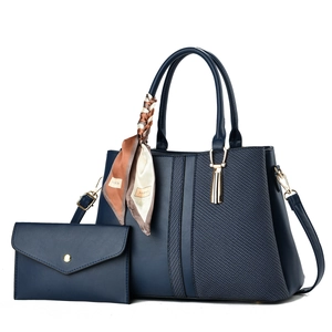 Women Handbag And Envelope Pouch PU Leather Woven Patchwork Large Capacity Fashion Tote With Scarf Decoration