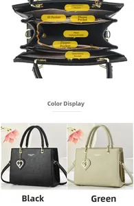 Detailed view of large capacity tote bag with internal compartments and leather texture