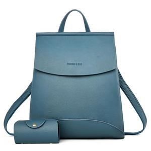 Damen Fashion Rucksack Und Geldbörse Litchi Muster PU Leder Multifunktional Diebstahlsicher Große Kapazität Retro