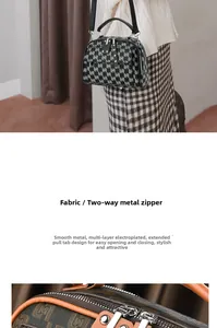 Détails de la fermeture éclair argentée bidirectionnelle et du motif monogramme du sac