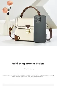 Macro view of multi-compartment interior showing actual size with a smartphone reference