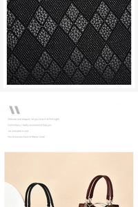 Detailansicht der Rautensteppung und Griffe an schwarzen und tiefroten Handtaschen
