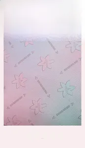 Detail of lychee textured soft leather with floral embossing and gradient color design