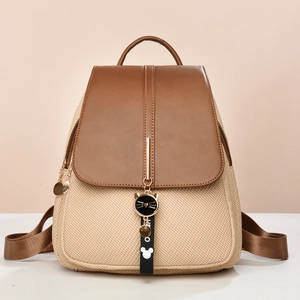Zaino Alla Moda Da Donna Giunzione In Pelle PU E Tessuto Grande Capacità Impermeabile Casual Viaggio Scuola Borsa Trendy