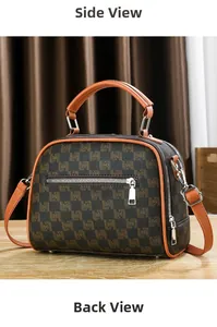 Détail du sac bandoulière vintage monogramme montrant les vues latérale et arrière en cuir