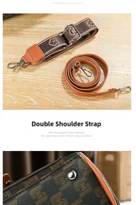 Détails de la large bandoulière fleurie tissée et de la fine sangle en cuir pour sac
