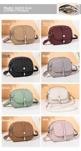 Detail showing eight color options and internal triple-layer zipper for crossbody bag A2503