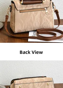 Vue détaillée du dos du sac plissé kaki avec poche zippée et rivets de protection