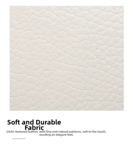 Close-up of premium white litchi pattern faux leather with soft wear-resistant texture