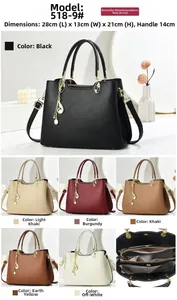 Ensemble de sacs à main motif litchi avec breloque note de musique et plusieurs couleurs